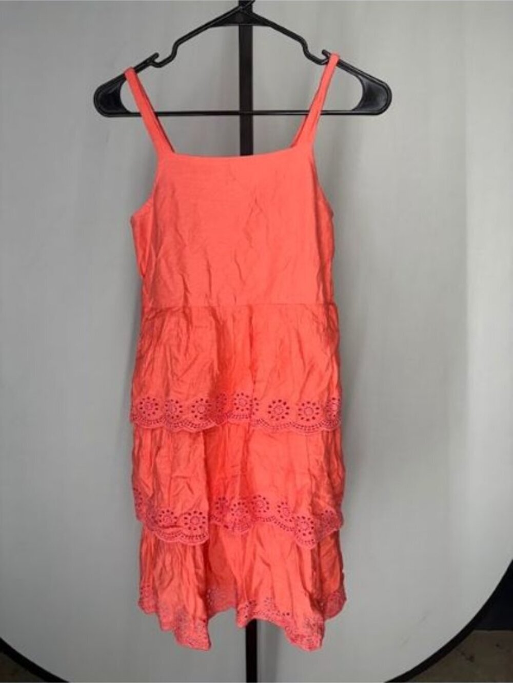 Old Navy Girls Coral Eyelet Lace Tiered Midi Dress